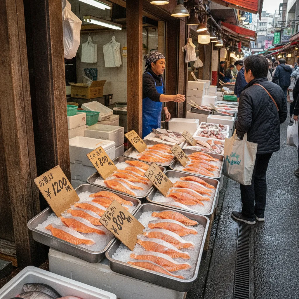 築地場外の鮭の店